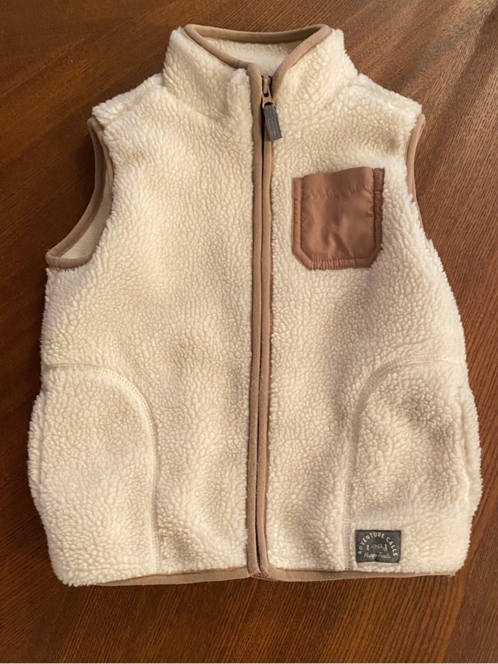 Little Planet by Carters Sherpa Vest with Tan Trim 3T